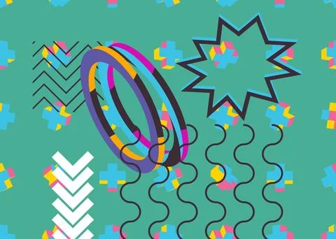 Geometrical graphic retro theme background. Minimal geometric elements post.. Stock Illustration