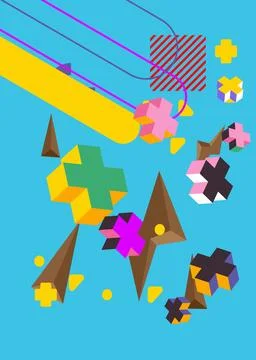 Geometrical graphic retro theme background. Minimal geometric elements post.. Stock Illustration