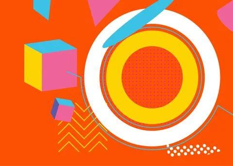 Geometrical graphic retro theme background. Minimal geometric elements post.. Stock Illustration