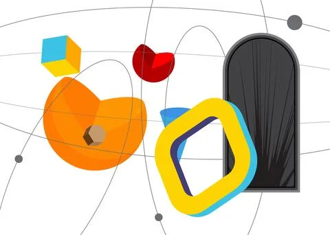 Geometrical graphic retro theme background. Minimal geometric elements post.. Stock Illustration