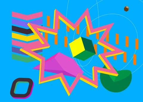 Geometrical graphic retro theme background. Minimal geometric elements post.. Stock Illustration
