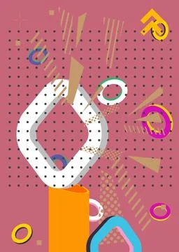 Geometrical graphic retro theme background. Minimal geometric elements post.. Stock Illustration