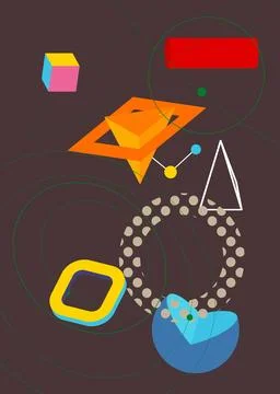 Geometrical graphic retro theme background. Minimal geometric elements post.. Stock Illustration