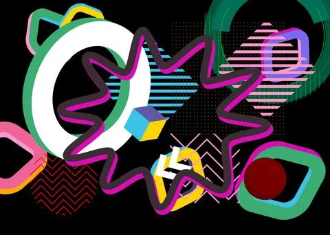 Geometrical graphic retro theme background. Minimal geometric elements post.. Stock Illustration