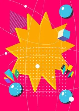 Geometrical graphic retro theme background. Minimal geometric elements post.. Stock Illustration