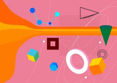 Geometrical graphic retro theme background. Minimal geometric elements post.. Stock Illustration