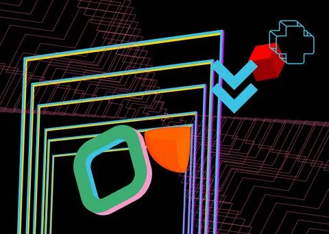 Geometrical graphic retro theme background. Minimal geometric elements post.. Stock Illustration