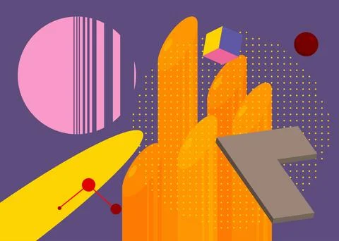 Geometrical graphic retro theme background. Minimal geometric elements post.. Stock Illustration