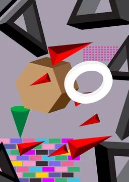 Geometrical graphic retro theme background. Minimal geometric elements post.. Stock Illustration