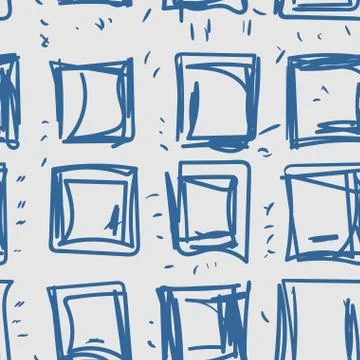 Geometrical hand drawing seamless pattern. Vintage pattern of squares. Vector Stock Illustration