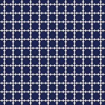 Geometrical ivory stripes seamless pattern. Blue, white. Stock Illustration