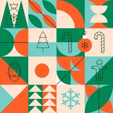 Geometrical Line Christmas Seamless Pattern Stock Illustration
