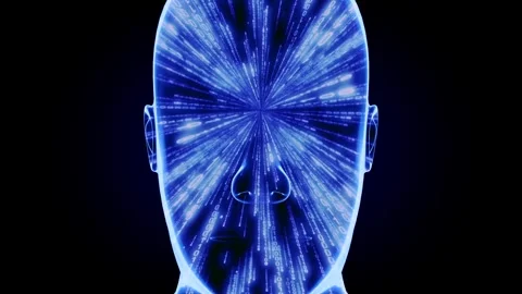Geometrical man face and matrix style binary code Video stock 266257533