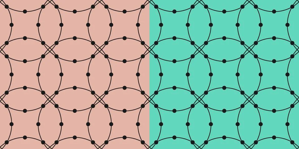 Geometrical optical illusion seamless pattern. Thin line circle shapes crossed Stock Illustration