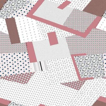Geometrical patchwork pattern on white background Stock Illustration