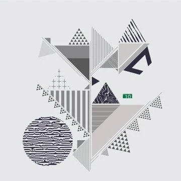 Geometrical pattern background in various triangle and circle shapes. 库存插图