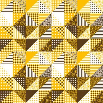 Geometrical pattern made of dots and stripes in yellow and brown Stock Illustration