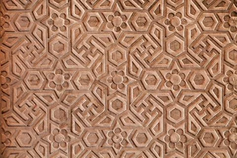 Geometrical pattern on red fort Foto stock