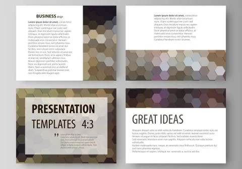 Geometrical patterns. Triangular and hexagonal style. Set of business templat Stock Illustration