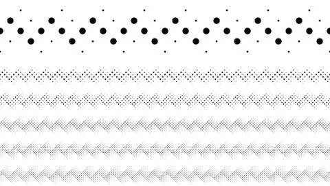 Geometrical repeating abstract dotted pattern page divider line set Illustrazione stock