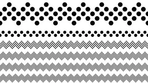 Geometrical repeating circle pattern page divider line set Illustrazione stock