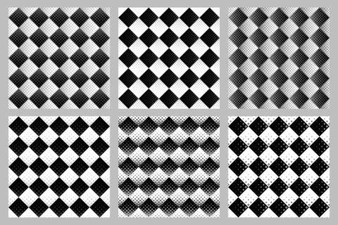 Geometrical seamless abstract diagonal square pattern background set Stock Illustration