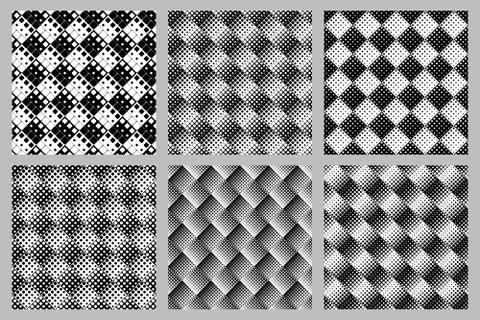 Geometrical seamless abstract rounded square pattern background design set Illustrazione stock