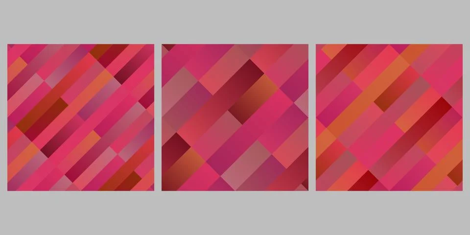 Geometrical seamless diagonal stripe pattern background design set Illustrazione stock