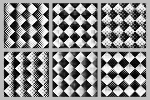 Geometrical seamless dot pattern background design set Stock Illustration