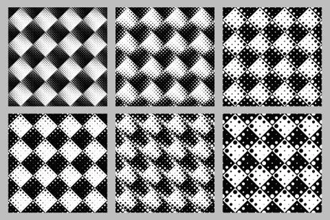 Geometrical seamless dot pattern background design set Illustrazione stock