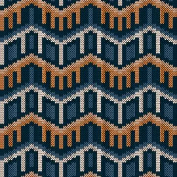 Geometrical seamless knitted pattern Stock Illustration