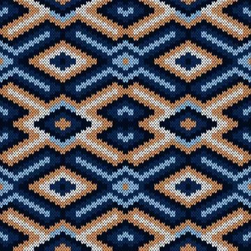 Geometrical seamless knitted pattern Stock Illustration