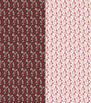 Geometrical seamless pattern, doodle hand drawn shapes in beige red palette Stock-Illustration