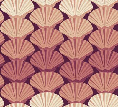 Geometrical seamless repeating of shells Stock Illustration