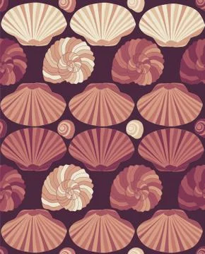 Geometrical seamless repeating of shells Stock Illustration