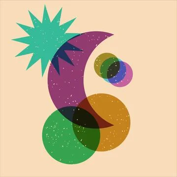 Geometrical shape object risograph print effect Illustrazione stock