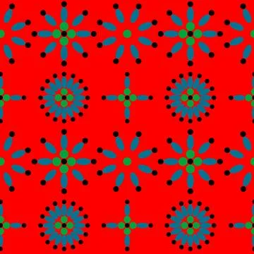 Geometrical shapes seamless pattern on red background Stock Illustration