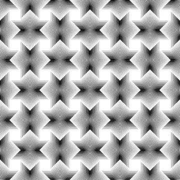 Geometrical star lines Seamless Pattern white background Illustrazione stock