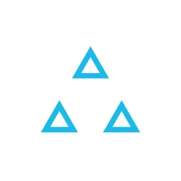 Geometrical triangle or arrow in three parts logo design. Technology business Illustrazione stock