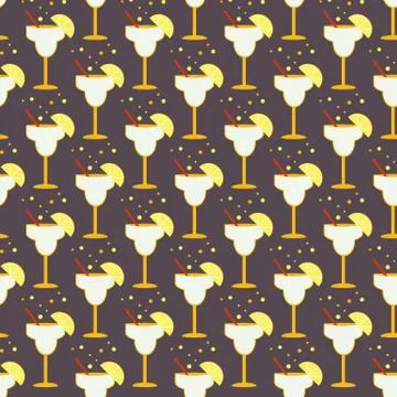 Geometrical vector seamless pattern with summer cocktail drinks Stock Illustration