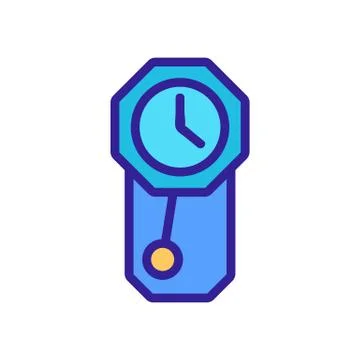 Geometrical wall clock with pendulum icon vector outline illustration Stock Illustration