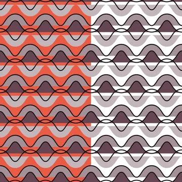 Geometrical wavy seamless pattern, 70-s retro style, horizontal zig-zag stripes Stock Illustration