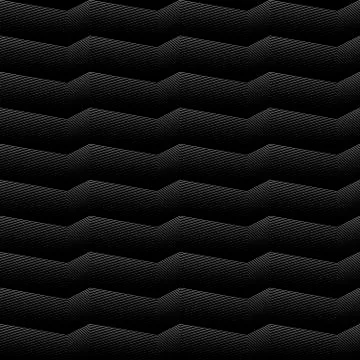 Geometrical white lines Seamless pattern on black background Illustrazione stock