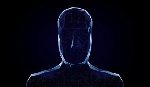 Geometrical wireframe man face - 3D illustration Stock Illustration