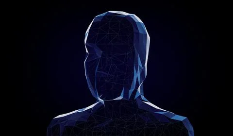 Geometrical wireframe man face - 3D illustration Stock Illustration