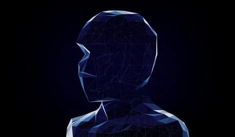 Geometrical wireframe man face - 3D illustration Stock Illustration