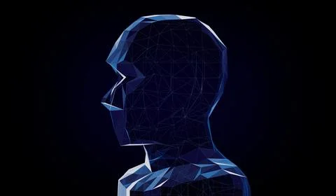 Geometrical wireframe man face - 3D illustration Stock Illustration