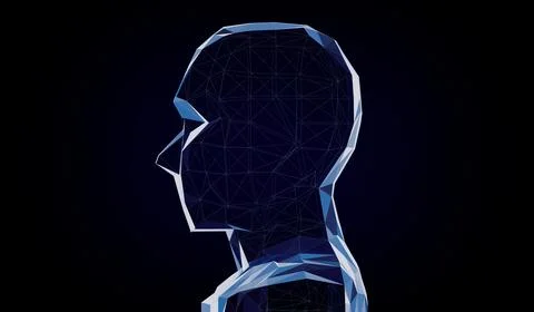 Geometrical wireframe man face - 3D illustration Stock Illustration