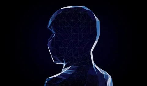 Geometrical wireframe man face - 3D illustration Stock Illustration