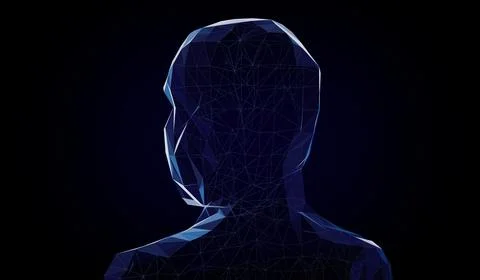 Geometrical wireframe man face - 3D illustration Stock Illustration